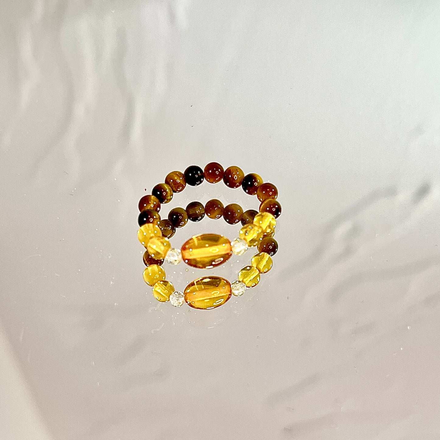 【Five Elements Ring】Earth Essence Ring-Tiger Eye, Amber & Golden Rutilated Quartz