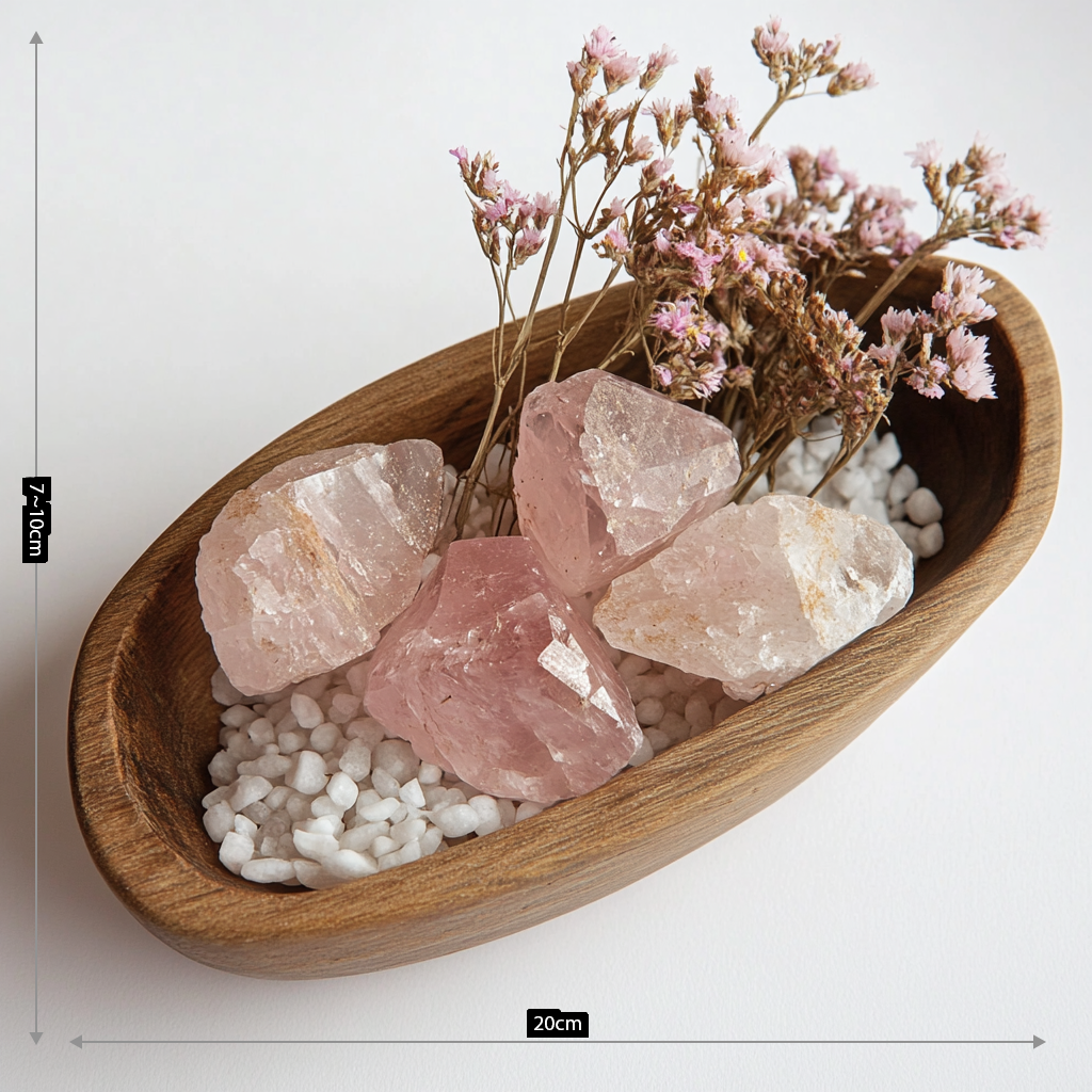 Raw Rose Quartz Crystal Bonsai Micro-Landscape – Handcrafted Natural Home Decor