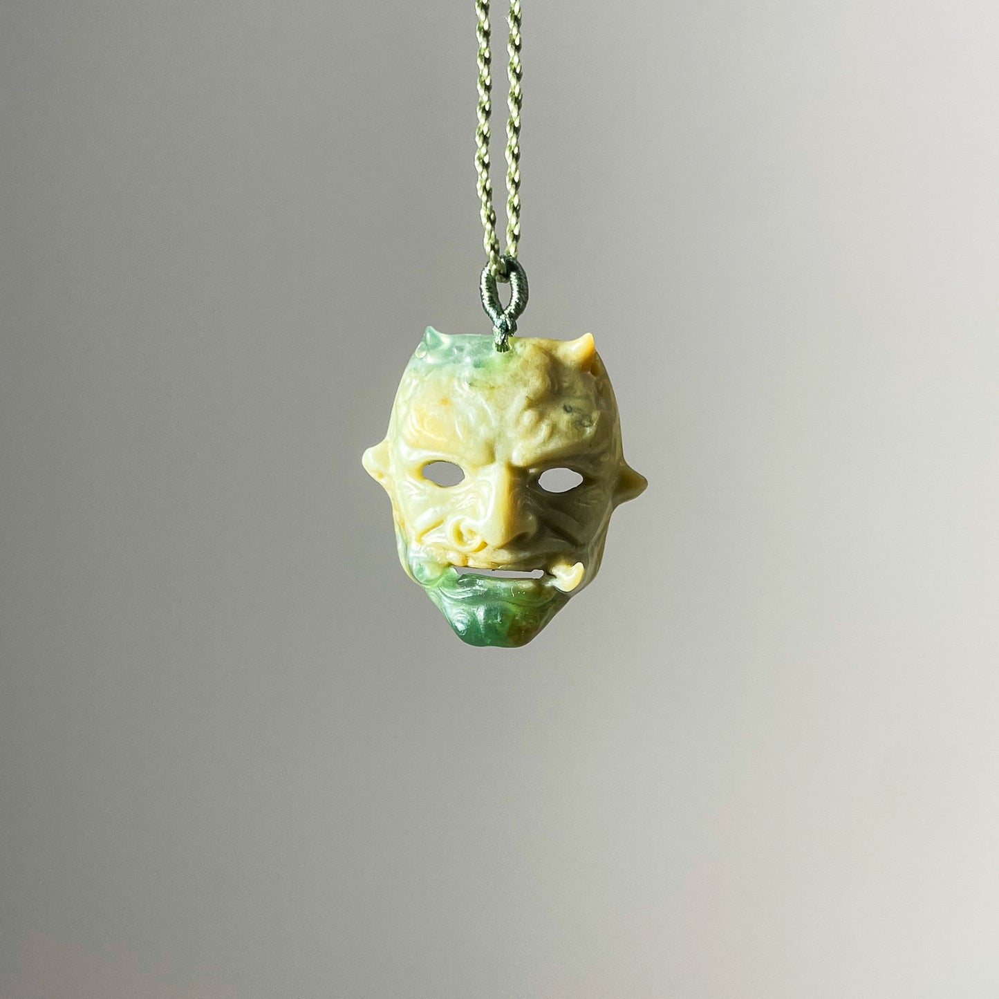 Prajna Mask – One and Only, Handcrafted Masterpiece in Xiu Jade with Green Accents