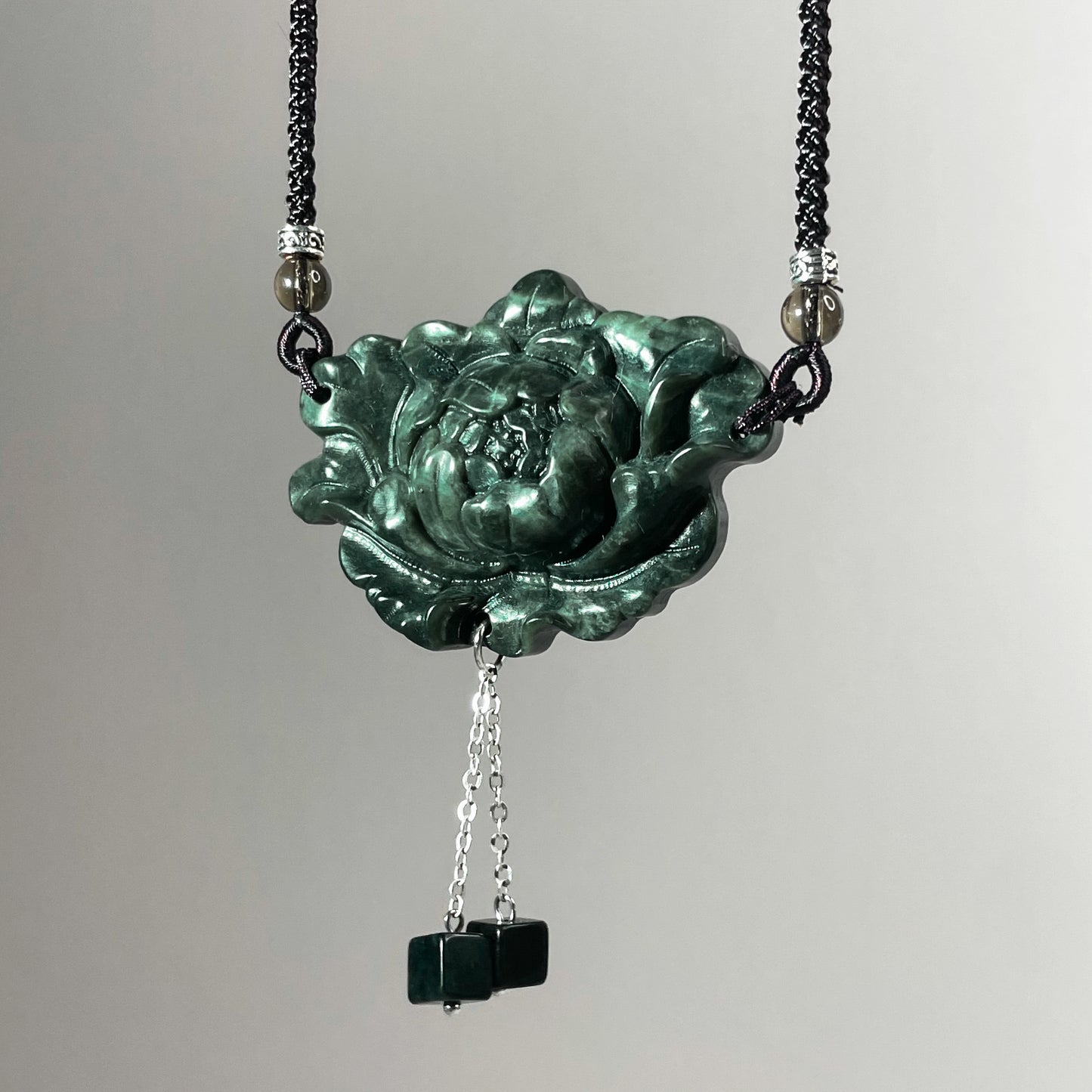 Handcrafted One and Only Peony Xiu Jade Pendant