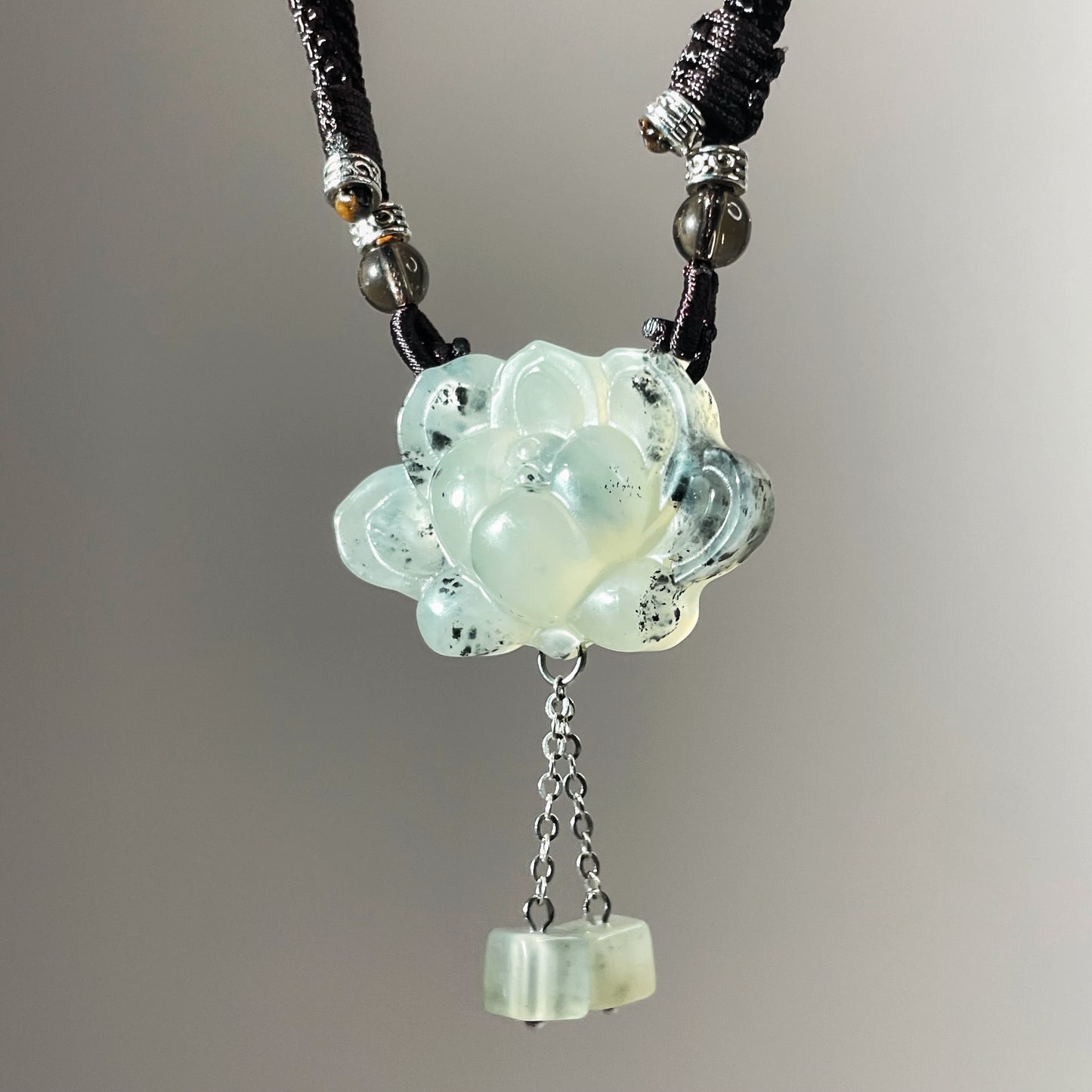 Handcrafted One and Only Peony Xiu Jade Pendant