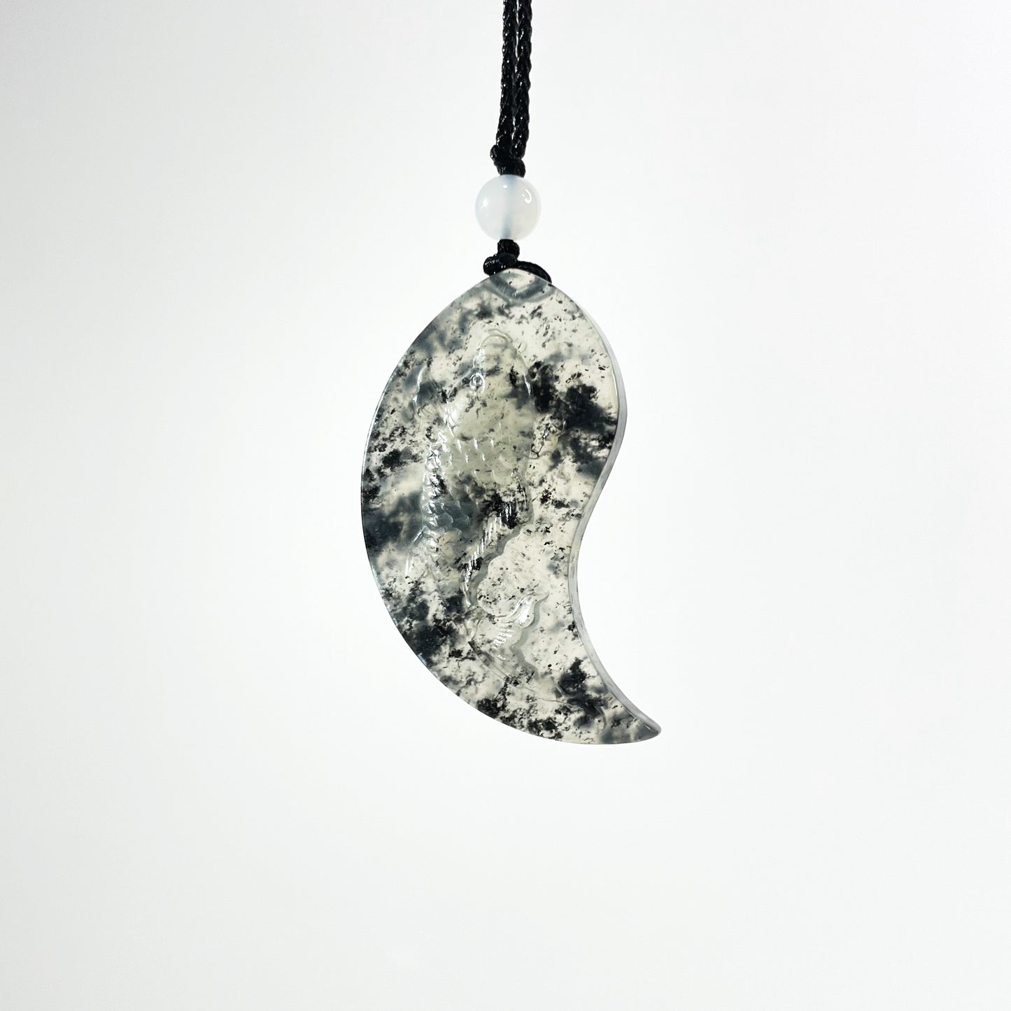 Handcraft One And Only Natural Ink-Wash Xiu Jade Double Fish Pair Pendant