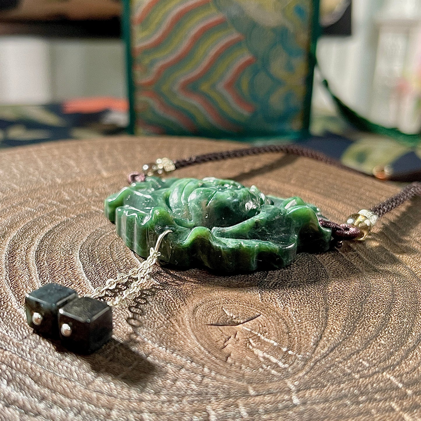 Handcrafted One and Only Peony Xiu Jade Pendant