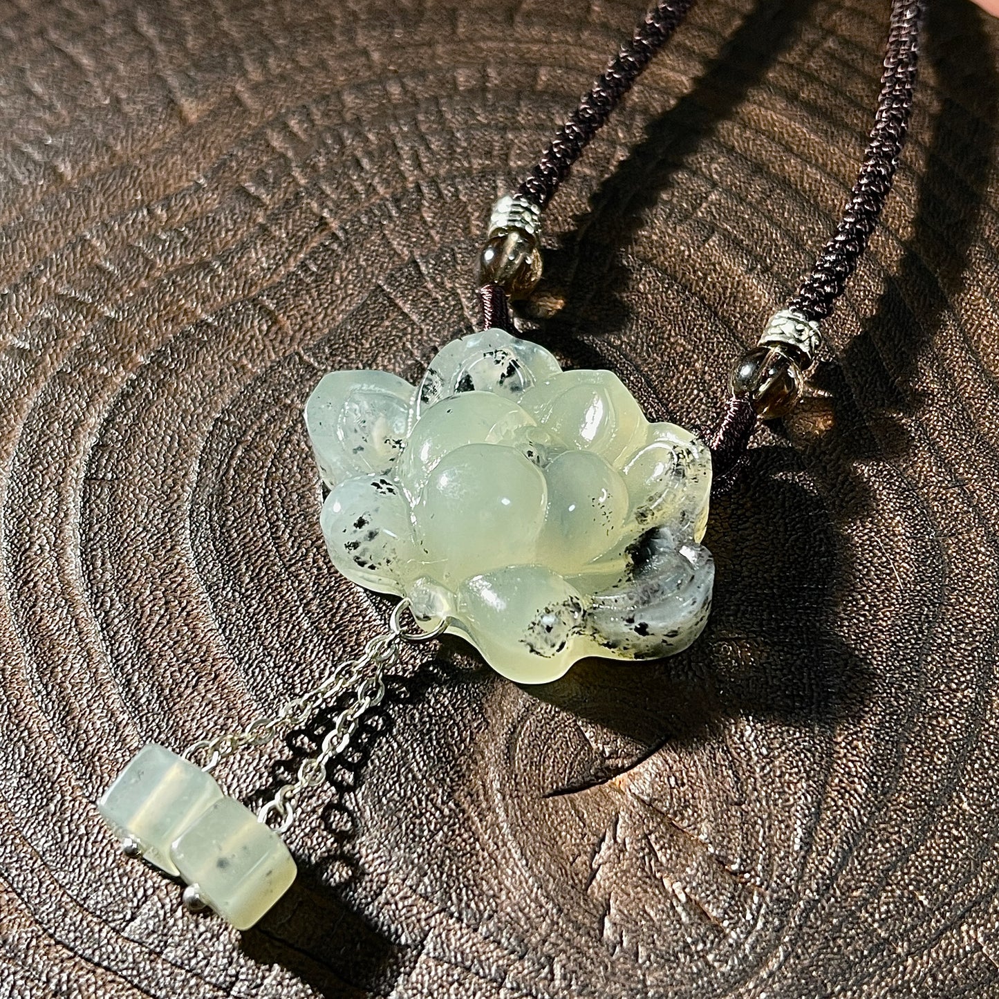 Handcrafted One and Only Peony Xiu Jade Pendant