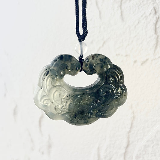 Handcraft Natural One And Only Xiu Jade Peace Longevity  Flower Lock