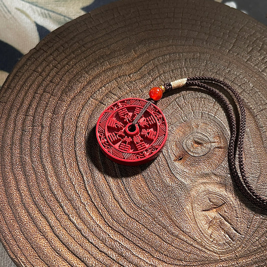 Handcrafted Vermilion Sand Ghost Money Pendant – A Must-Have for Your Birth Year, Essential for Fending Off Tai Sui